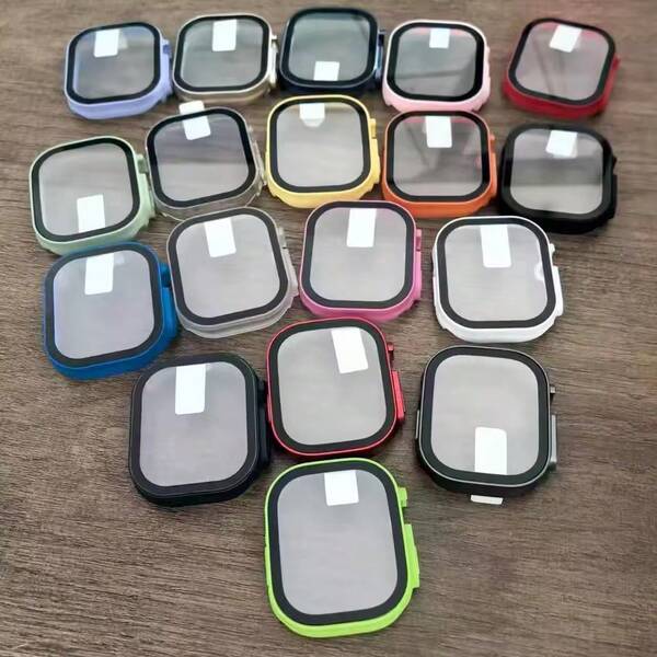 Carcasa rígida compatible con Apple Watch Ultra 3/2 de 49mm, protector de pantalla de vidrio templado, parachoques anti-arañazos para Apple Watch Ultra 3/2/1 de 49mm