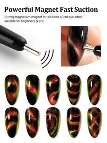 Beautizon Nailartlab 美甲多功能猫眼效果美甲磁铁套装，UV 凝胶猫眼设计美甲产品，易设计法式猫眼形状，专业沙龙凝胶抛光美甲工具美甲沙龙必备美容初学者配件