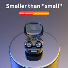 超紧凑无线耳塞，佩戴舒适，5.4G 无线入耳式耳机，带动态驱动器，Type-C 充电，无线连接，高清 LED 电池指示灯，双耳塞带电容式麦克风，8mm 振膜，适合运动和睡眠，ABS 塑料材质，男女通用隐形耳机 - 彩色 - 查看 14