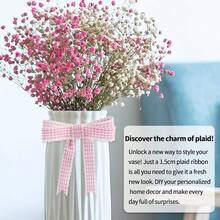 Gingham Plaid Ribbon - 58x20 Yards Polyester Checked Ribbon Wrapping, Flower Bouquets, Wreaths - Home Party Decor Ribbon Pink - Hồng + 5/8" - Xem 7