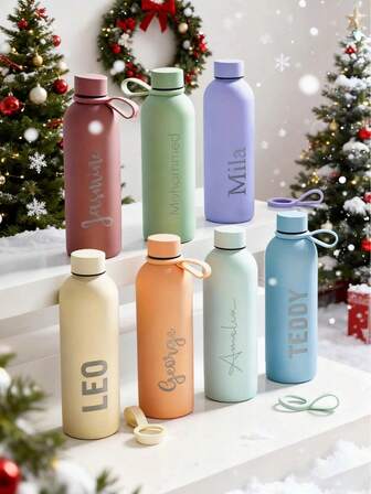 1 pieza Botella de agua personalizada con grabado de nombre, botella de bebida con tapa, botella de acero inoxidable con aislamiento al vacío, botella aislada para caliente/frío, botella de agua para fitness, botella de agua portátil para exteriores, botella de agua deportiva, botella de agua para camping al aire libre, botella de agua para coche, regalo para boda, Día del Padre, Día de la Madre, Acción de Gracias, vuelta al cole, graduación, Día del Maestro, cumpleaños, San Valentín, Halloween, regalo de Navidad