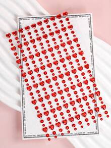 1pc 3d Simulation Large Red Heart Shaped Rhinestone Sticker For Eye/Face Decoration, Diy Music Festival/Y2k Themed Party Makeup