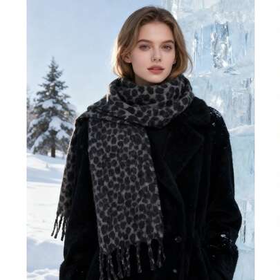Classic Leopard Print Scarf Winter Warm Animal Soft Cashmere Blanket Scarf Wrap Shawl