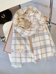 1 Personalized Custom Imitation Cashmere Tassel Scarf, Unisex Warm Scarf, Customized Name/Initials/Phrases, Personalized Gift, Fashionable, Colorful, Vintage, Simple, Stylish, Autumn Fashion, Old Money Customized, Personalized, Unique, Customized Ideal Gift For Men/Women, Winter Fashion, Christmas Gifts, Christmas Decorations,