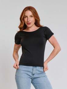 Kit 3 / Kit 2 Backless Blouses With Open Back And Lined Bust - 赤陶和黑色 - 查看 5