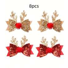 قطعتان/قطعة واحدة من مشابك شعر على شكل عقدة الفراشة للحيوانات الأليفة القطط والكلاب بتصميم الغزلان، مناسبة للاستخدام اليومي/عيد الميلاد