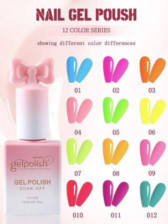 RONDIE 荧光凝胶指甲油套装 - 6 种颜色，红蓝绿黄橙亮粉色亮色系列美甲 UV LED 凝胶指甲油持久沙龙 DIY 美甲 8 毫升