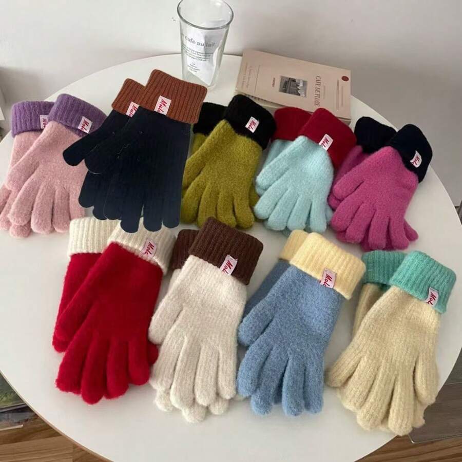 Warm Gloves, Colorful Knitted Touchscreen Gloves For Women, Autumn/Winter, Warm And Windproof