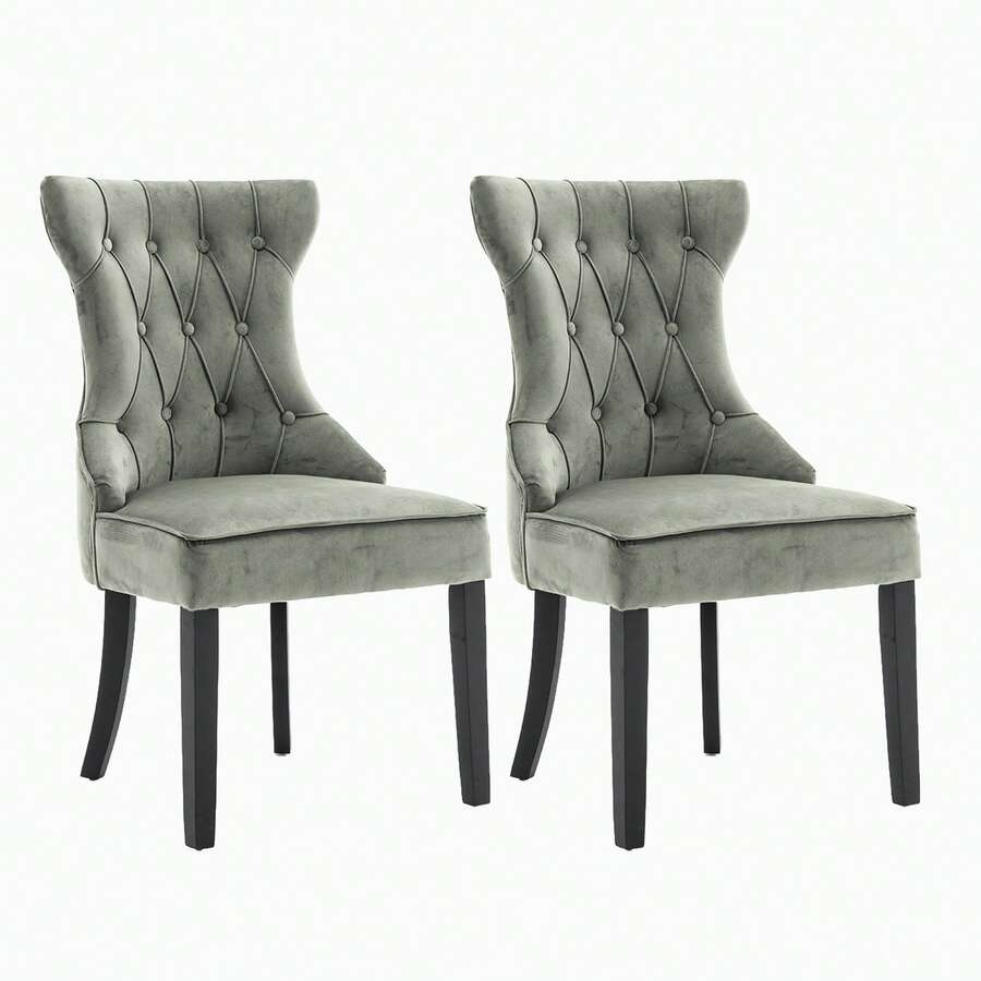 Two Dining Chairs/Dressing Chairs With Thickened Cushions, Elegant Style, Suitable For Any Dining Table. - Khaki - View 1