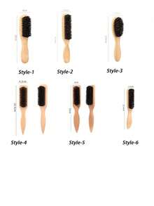 1 pieza Peine y cepillo para barba unisex, cepillo profesional para peinado sin fragancia, cepillo de cerdas de jabalí para cabello y barba para hombres y mujeres, cepillo profesional de cerdas de crin sin olor para peluquería para cabello grueso/fino, peine para recortar y limpiar, herramienta alisadora para peluquería, productos esenciales de viaje para el cuidado del cabello, accesorios para el cabello - Multicolor - Ver 6