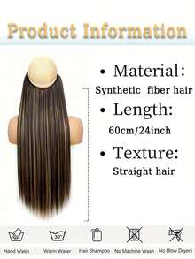 Tóc giả tổng hợp không kẹp, tóc nối thẳng màu đen vàng, tóc nối một mảnh, tóc giả - Nhiều màu - Xem 6