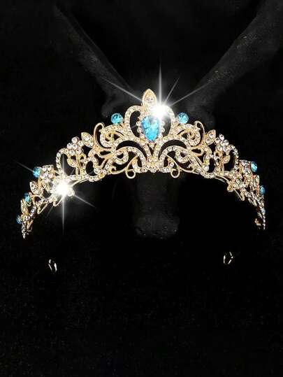 1件装时尚公主皇冠发箍，镶嵌水钻，优雅奢华，是送给女性、伴娘、婚礼用品、发饰、派对造型、皇冠、头饰的理想之选。