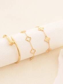 1 pièce Bracelet creux à fleur de trèfle, convient pour le port quotidien des femmes - Multicolore - Voir 1