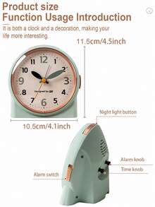 This 4.5-Inch Bedroom Music Alarm Clock Features Silent Operation And A Stylish Design That Easily Blends Into Your Bedroom, Office, Or Dorm Room, Making It The Perfect Addition To Any Space. It Features A Night Light And Snooze Function And Is Powered By Two AA Batteries (Batteries Not Included). - Multicolor - View 6