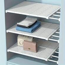 1pc Adjustable Closet Shelf Dividers - Expandable Organizer Rack For Wardrobe, Bathroom, Kitchen Storage - No Drill Easy Installation With Included Viscose Pads - Versatile Partition System Kitchen Items Kitchen Accessories Kitchen Tools - Multicolor - View 2