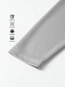 男士秋冬运动T恤，反光饰边设计，长袖休闲圆领T恤，户外健身运动服，足球格纹涤纶针织面料 - 轻盈、柔软、舒适，适合叠穿、健身房锻炼、户外跑步、骑行、钓鱼、篮球和居家穿着。春季 - 銀色 - 查看 8