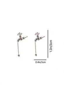 1pair Fashionable And Creative Water Tap Design Earrings Suitable For Women In Any Occasions