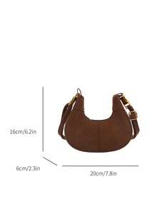 1 pezzo Nuova borsa a mezzaluna in finta pelle scamosciata per autunno/inverno, alla moda, adatta per pendolarismo, amanti delle feste, stile vintage, design di nicchia