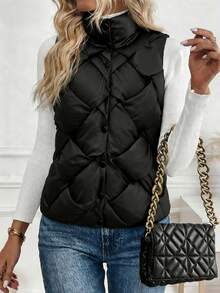 1 pièce Veste/manteau en tweed casual à ourlet asymétrique, idéal pour les sorties de Noël, les fêtes, les voyages, les thés et brunchs, les aéroports en automne/hiver. Tenue élégante et décontractée. - Noir - Voir 2