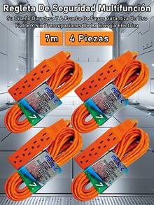 EXTENSIÓN ELÉCTRICA MULTICONTACTO USO RUDO 15 METROS 4 ENCHUFES - Tipo de Enchufe A USA (110-127V) - Ver 23