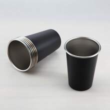 6 أكواب من الفولاذ المقاوم للصدأ 304 سعة 350 مل/12 أونصة ملونة، طقم 6 أكواب بينت، أكواب معدنية قابلة للتكديس، مناسبة للسفر والتخييم والأنشطة الخارجية (3 ألوان، 2 من كل لون) - متعدد الألوان - مشاهدة 10