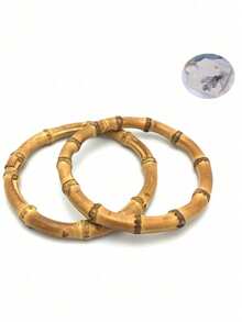 1 pieza Bolso de mano redondo tejido a mano de madera