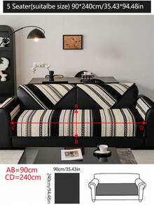 1pc Universal Sofa Cushion Cover, Modern Simple Non-Slip Sofa Seat Pad, Dust-Proof And Washable Sofa Slipcover, Black Fashion Soft Fade-Resistant Pet-Friendly Protector Fits For Bedroom, Office, Living Room Combination Furniture, L-Shaped Sofa And 1/2/3/4 Seat Sofa - Black - View 15