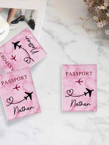 1. Customized Passport Holder, Available In 5 Colors, Can Be Customized With Name And Ticket Holder, Unisex, Can Be Used As Wallet Or Passport Cover, Marble Pattern, PU Leather Material, Luxury Passport Holder For Honeymoon Travelers, Essential For Flight Travel, Perfect Gift For Family And Friends - Multicolor - View 2
