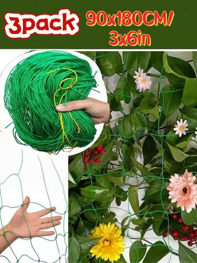 1 pieza Red de soporte para plantas trepadoras de jardín de uso pesado, 3x6ft (90cm X 180cm) - Marco de soporte flexible verde para enredaderas, pepinos, tomates y uvas, fácil de instalar con correas amarillas, enrejado para plantas trepadoras. Red de enrejado, red de escalada de plantas de jardín para el cultivo de plantas trepadoras, pepino, vid, verduras, frutas, flores, malla de soporte para tomates