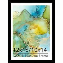 Wood 12x16 Frame Black With 10x14 Mat For 30 X 40cm Diamond Art Painting Display Picture 10 X 14 With Mat Or 12 X 16 Without Mat Large 30x40 Picture Frame For Wall Hanging Black 1 Pack - 黑色 - 查看 1