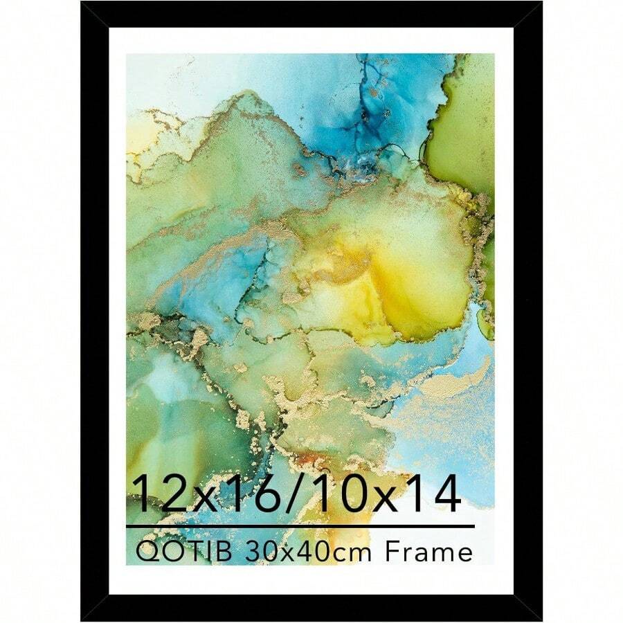 Wood 12x16 Frame Black With 10x14 Mat For 30 X 40cm Diamond Art Painting Display Picture 10 X 14 With Mat Or 12 X 16 Without Mat Large 30x40 Picture Frame For Wall Hanging Black 1 Pack - 黑色 - 查看 1