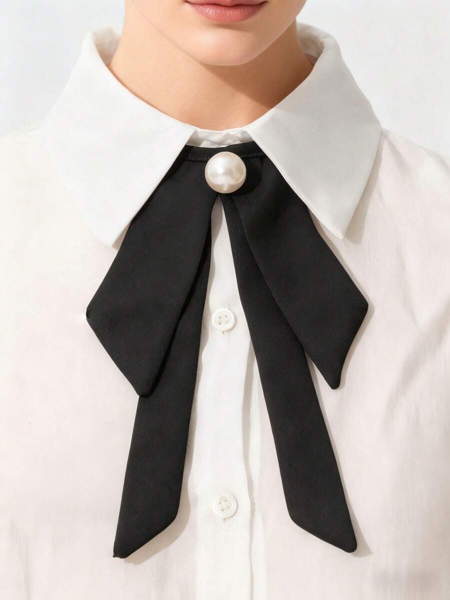 1/2 Pieces Of Classic Pearl Bow Tie Detachable Collar, Suitable For University Uniforms, Holiday Parties, And School Accessories