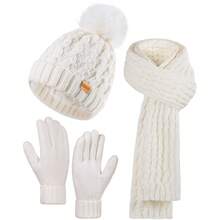 REDESS Women's Cold Weather Beanie Scarf Gloves Set - Thick Knit, Fleece Lined, Touchscreen Compatible, Pom Pom Beanie - RE Adult Pineapple Hat 3-piece Set - View 15