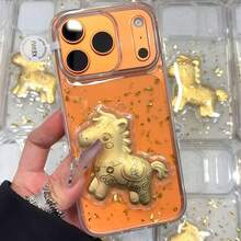 1 Stück 3D Tropfkleber funkelnde rosa Kirsche Handyhülle geeignet für 13/iPhone16Promax/12/11/15/14pro/17promax, rutschfest und stoßfest, Frauen Handyschutzhülle