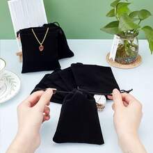 20X Velvet Gift Bags Wedding Favour Velvet Drawstring Jewellery Gift Bags Pouches - Black - View 8