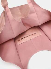 新款秋冬时尚超大容量手提包，女士小众单肩便携复古大包，简约休闲通勤旅行购物袋，休闲旅行行李腋下包，多功能多色 - 粉色 - 查看 7