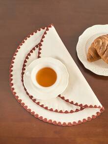 1/4/6/12 件白色刺绣圆形餐垫，日式简约风格，适用于家庭厨房、餐桌装饰，可水洗和重复使用，非常适合节日、派对、生日、婚礼、晚宴