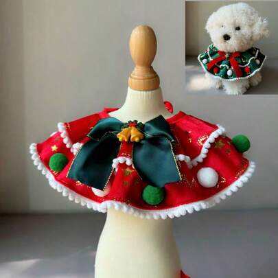 1pc Pet Christmas Decoration Scarf, Random Color Dog Bandana Cat Bib Bowknot