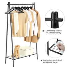 Clothes Rail, Clothes Rack, Garment Rack With Steel Frame, With Hanging Rail And Shelf, 33.5 X 92.5 X 153 Cm, For Bedroom, Dressing Room, Laundry Room,Matte Black/WhiteDrying Rack - Black - View 6