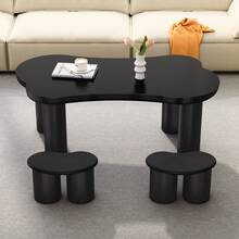 Irregular Bench, 2 Small Stools, 16*42*24.5 Cm, Black Irregular Coffee Table Bench - Black - View 8