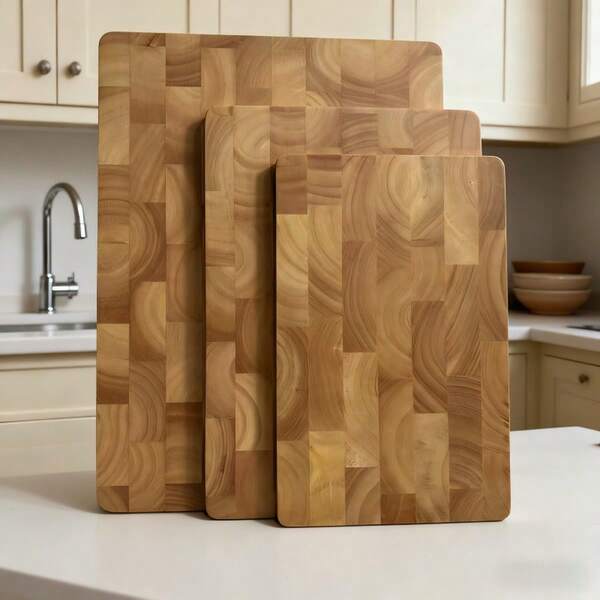 3pcs Rubber Wood Cutting Board Set, Rectangular Chopping Board Combo, Small 11"X7"X0.4", Medium 12.6"X8.7"X0.6", Large 15"X11"X0.7", Suitable For Home Kitchen, Restaurant, Multi-Purpose, Durable And Attractive, Great For Meat, Cheese, Seafood, Practical Kitchen Gift