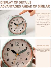 This 4.5-Inch Bedroom Music Alarm Clock Features Silent Operation And A Stylish Design That Easily Blends Into Your Bedroom, Office, Or Dorm Room, Making It The Perfect Addition To Any Space. It Features A Night Light And Snooze Function And Is Powered By Two AA Batteries (Batteries Not Included). - Multicolor - View 10