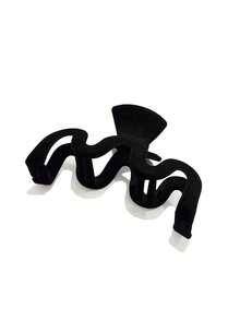 1pc Women's Solid Color Autumn/Winter Flocked Bow Tie Ribbon Flocked Hollow Big Hair Clip, Elegant Sweet Fashion Campus Matching, Suitable For Party, Ball, Daily Matching Claw Clips Winter Hair Accessories Winter Hair Clutch - Black - View 2