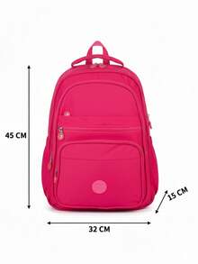 Large School Backpack For Notebook Pink Resistant Multiple Pockets Work Nylon Reinforced School College - Negro - Ver 6