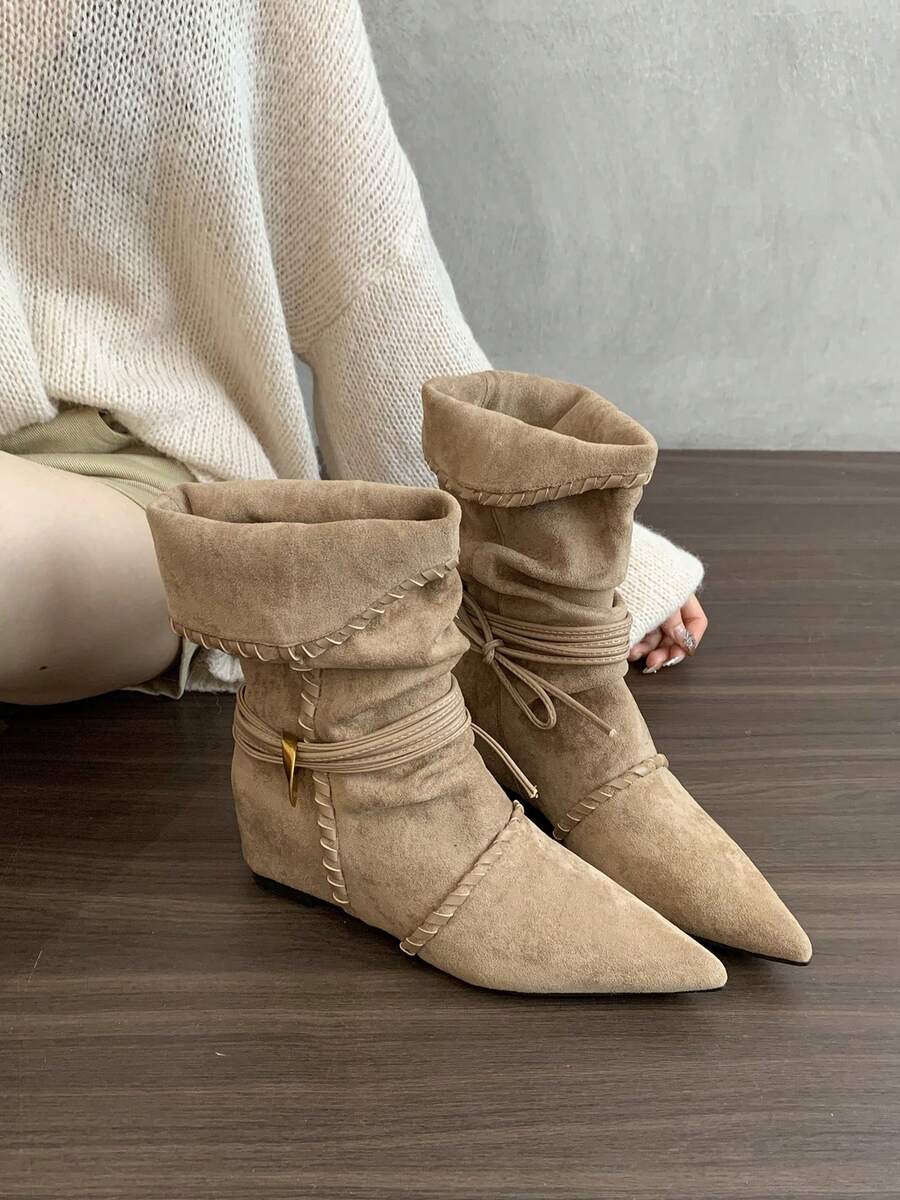 Botas occidentales para mujer - Caqui - Ver 1