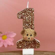 Velas con número en color café con estilo "Ins", velas decorativas de cumpleaños con perrito lindo para decoración de mesa - Marrón - Ver 15