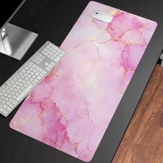 1 件粉红金大理石桌垫鼠标垫，大号 XL 鼠标垫带缝合边缘，多尺寸键盘桌垫橡胶 - 办公室鼠标垫办公桌配件键盘桌垫适用于学校办公室家庭礼物送给朋友家人