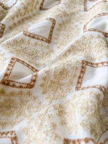 1 件女士秋冬仿羊绒刺绣围巾，厚实保暖流苏刺绣波西米亚风格旅行披肩斗篷