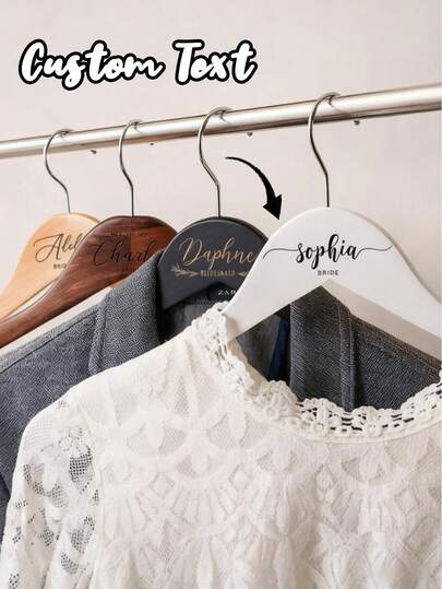 Custom Suit And Dress Hangers, Personalized Wooden Wedding Suit Hangers, Perfect For Wedding Dresses And Suits, Wedding Accessories, Couple Hangers, Customized, Ideal Gifts For Her, Her, Boyfriend, Girlfriend, Family, Friends, School Supplies, Middle School Students, High School Senior High School Students, College Students, University Students, Freshman, Sophomore, Underclassmen