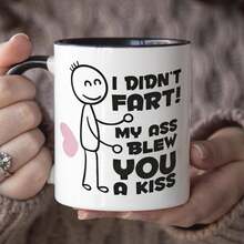 Cốc cà phê hôn/xì hơi - Món quà cốc cà phê pha trà hài hước mới lạ, "Tôi không xì hơi! Tôi đã hôn bạn" Quà tặng hài hước cho bạn bè, đồng nghiệp, Cốc cà phê/trà bằng gốm hài hước dùng hàng ngày, Hoàn hảo để chơi khăm và cười - Lý tưởng cho gia đình và văn phòng - Yêu Xì Hơi - Xem 5